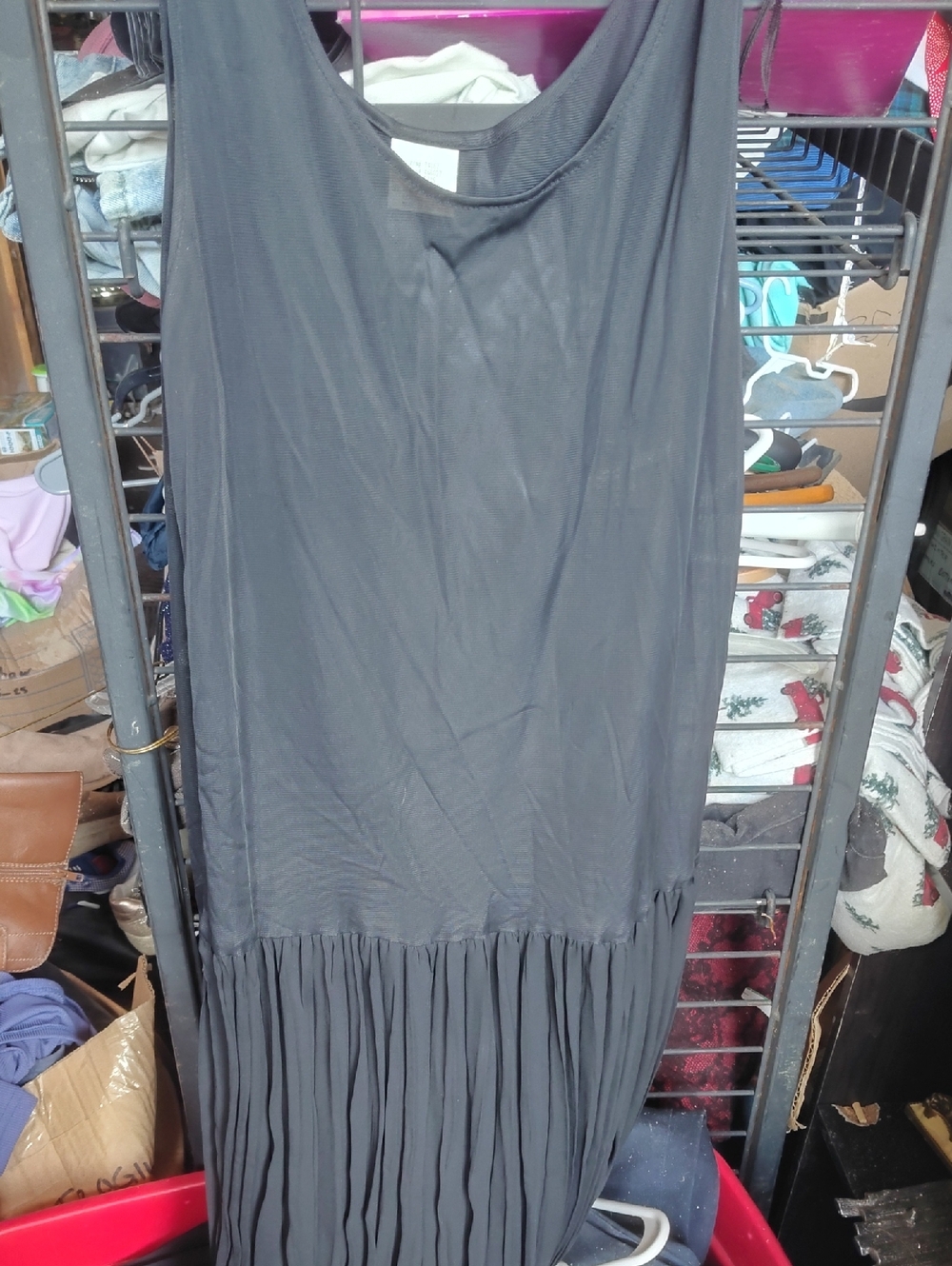 Black Sleeveless Pleated Hem Maxi Dress